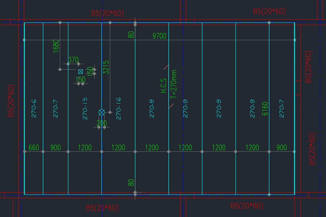 HollowCoreSlab plugin for AutoCAD — placed layout with pieces, openings, dimensions, and tags.