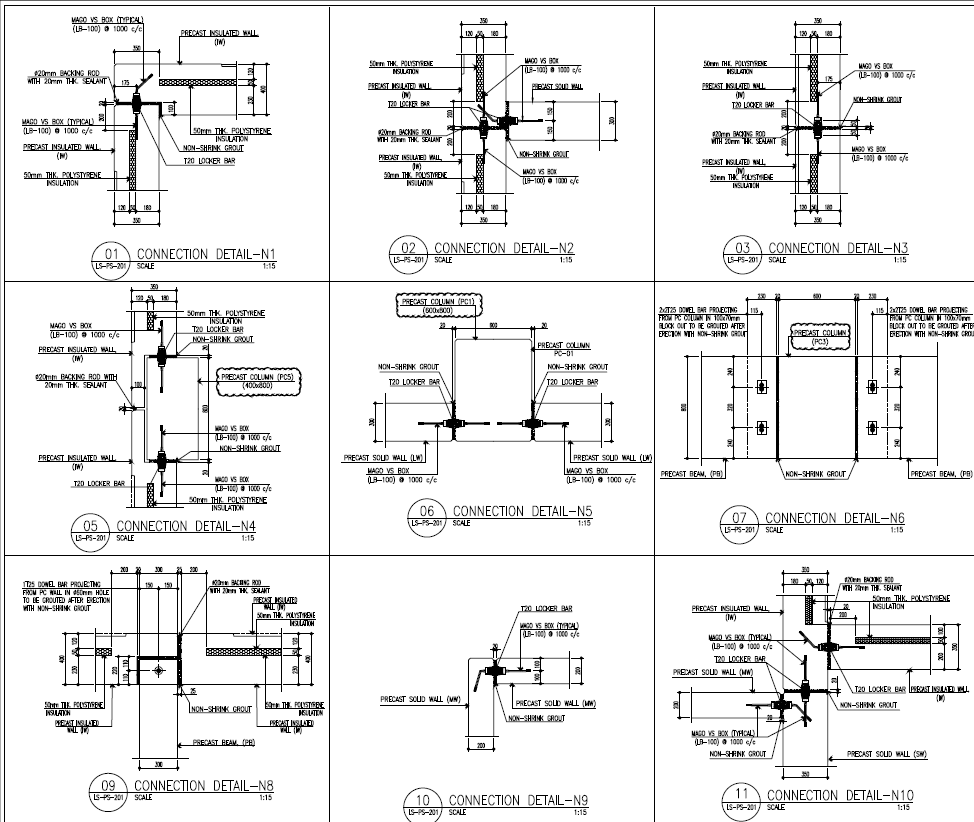 Typical precast building connection details.